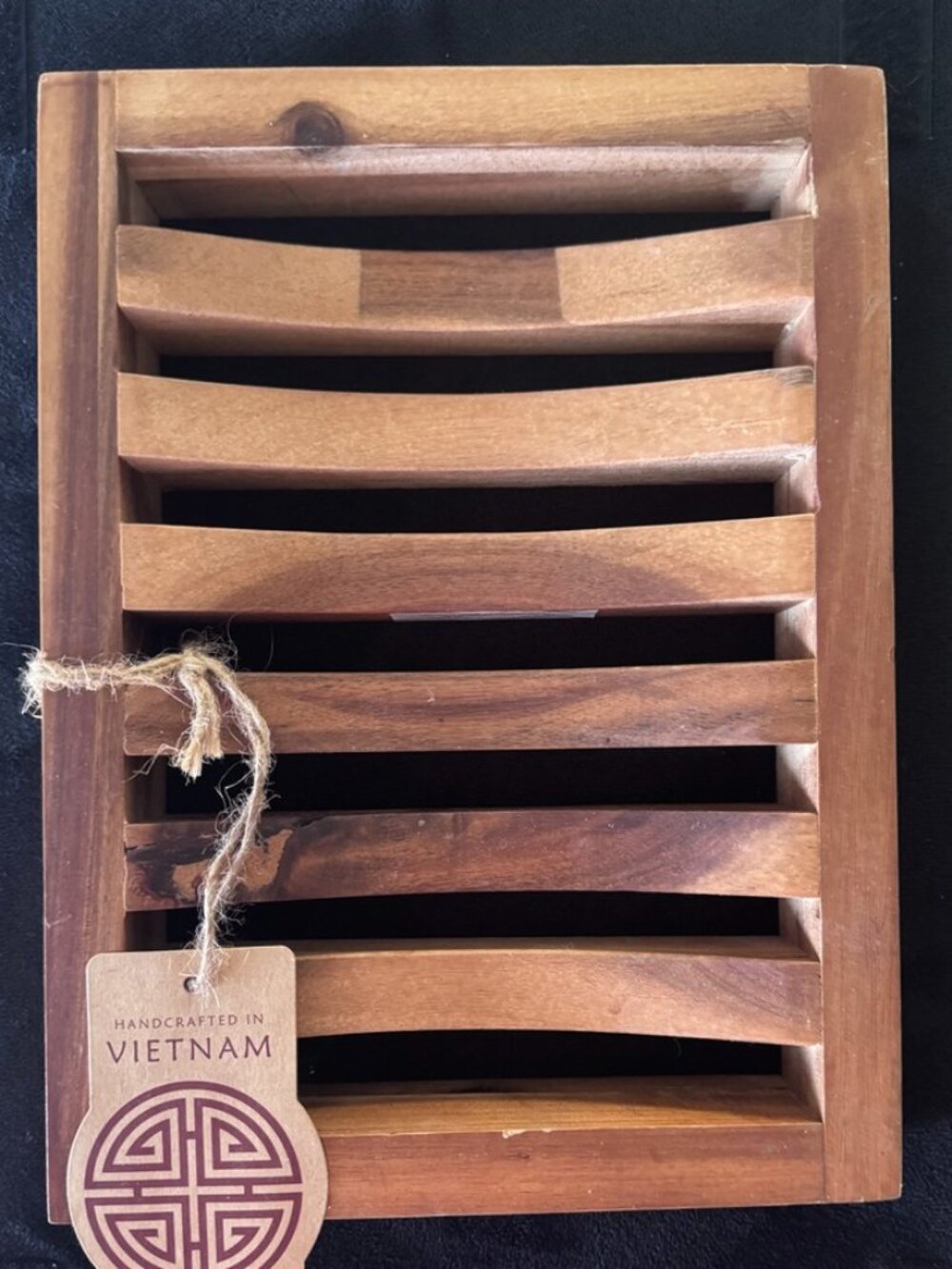 Handcrafted Natural Wood Slatted Shower or Sink Trays – Set of 2, NWT